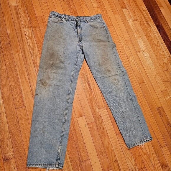 Men's Levi's Relaxed Fit Strait Leg 555 36x34 Distressed/Stained - Picture 2 of 8